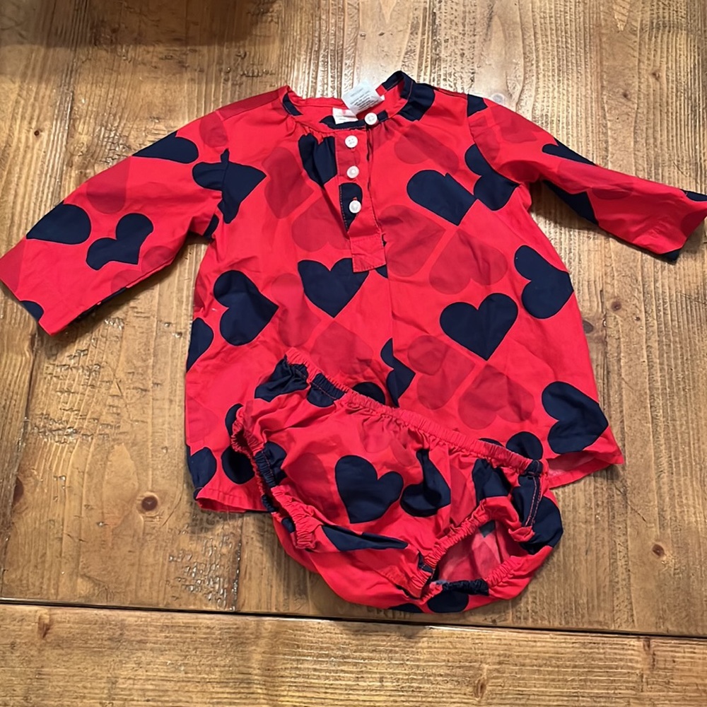Crewcuts Heart Dress & Bloomer Set 0-6 Months